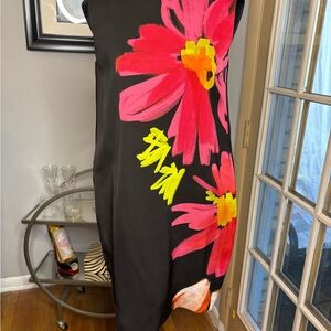 Escada Black Dress with Bold Floral Design